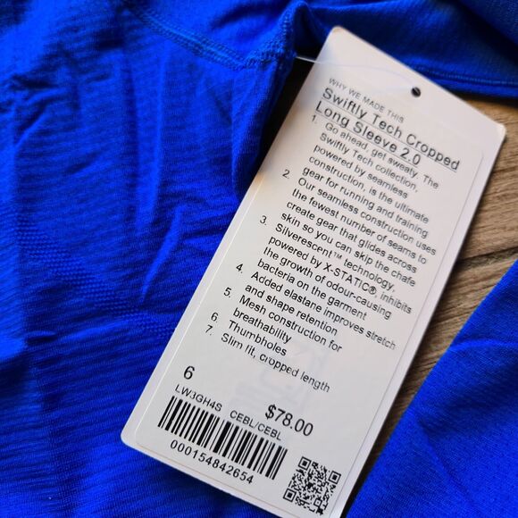 NWT Swiftly Tech Cropped Long-Sleeve Shirt 2.0- Blue- 6 - Picture 3 of 3